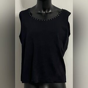 Karen Scott sleeveless top embellished silver studs size 1X black